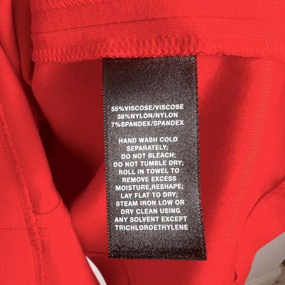 Lafayette 148 New York Red Orange Cape Sleeve Ruched Side Sheath Dress Size 4 - Picture 8 of 9